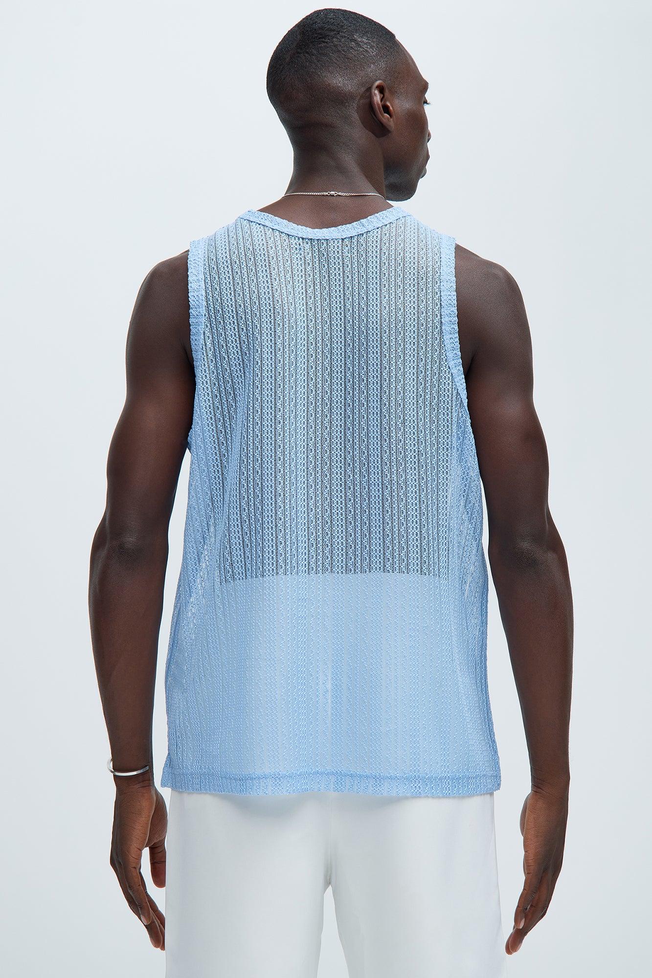 Brannen Textured Relaxed Tank - Light Blue Product Image