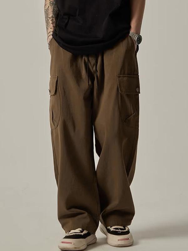 Men's Vintage Button Pocket Baggy Cargo Pants Product Image
