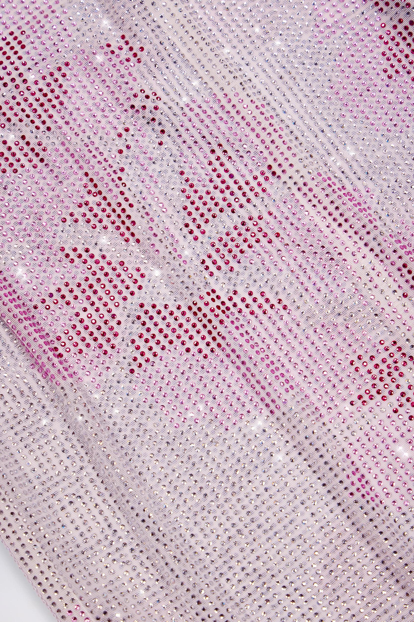 Embellished Cowl-Neck Maxi Dress in Pink White Hotfix Product Image