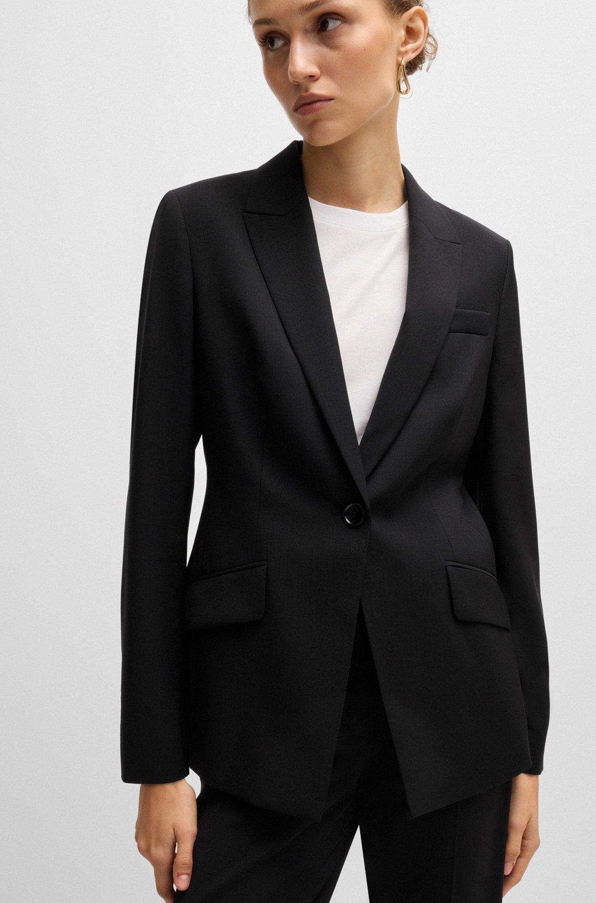 BOSS - Regular-fit jacket in virgin wool with tussah silk - Black Product Image