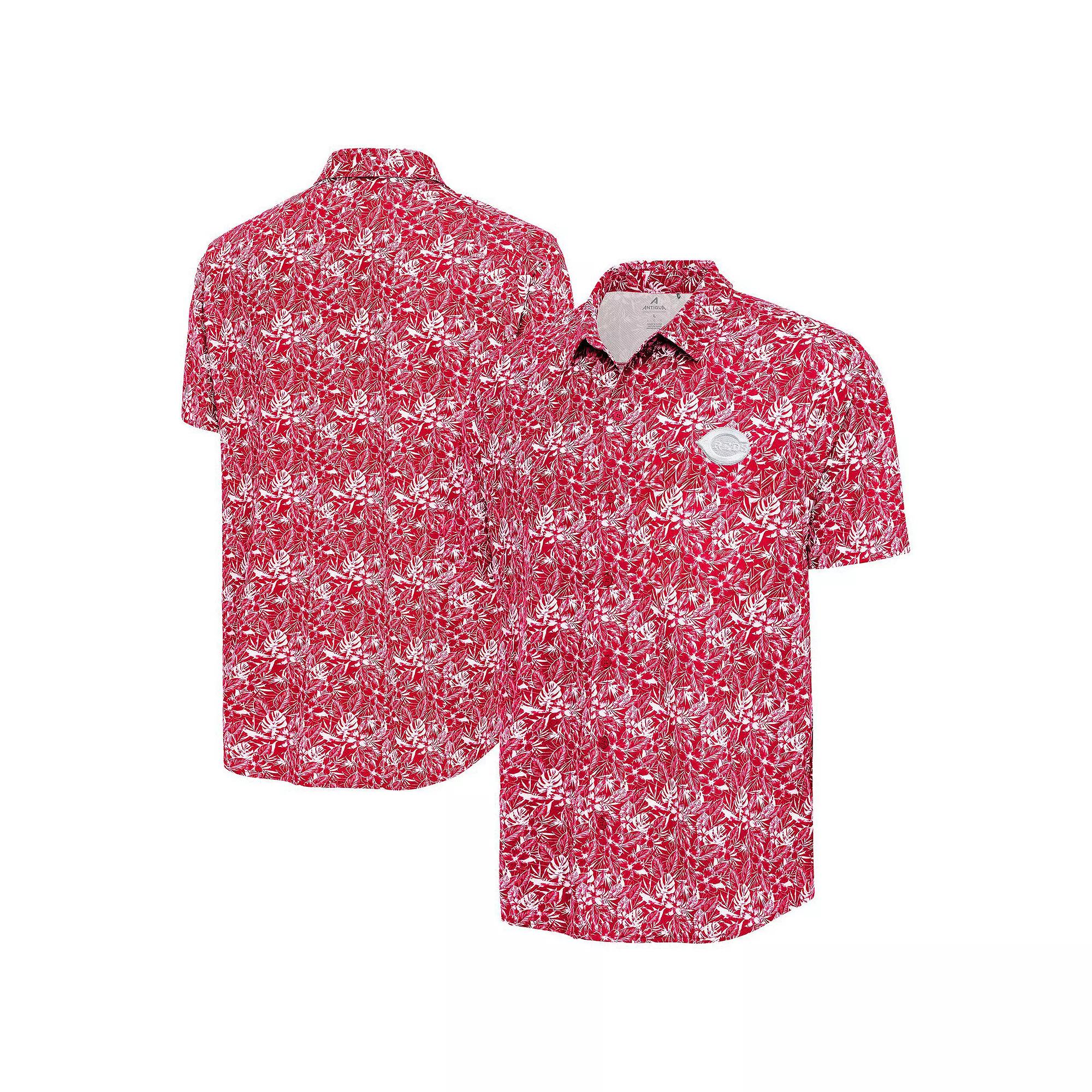 Men's Antigua Red Cincinnati Reds Resort Button-Up Shirt,  Product Image