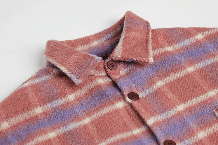 RT No. 2744 WOOLEN KNITTED PLAID COLLAR SHIRT Product Image