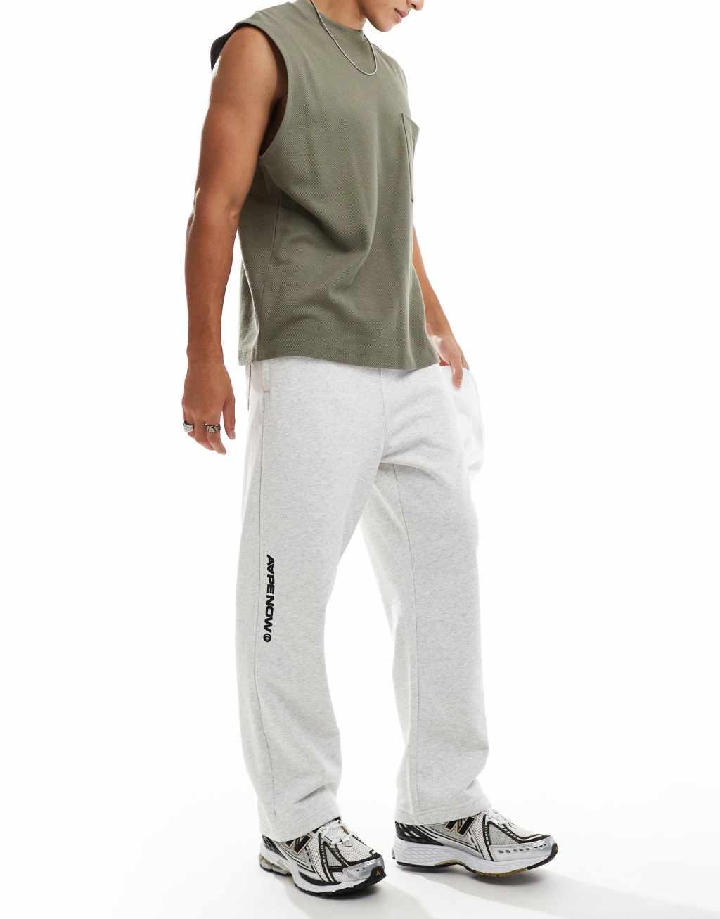Aape By A Bathing Ape logo tapered sweatpants in heather gray Product Image