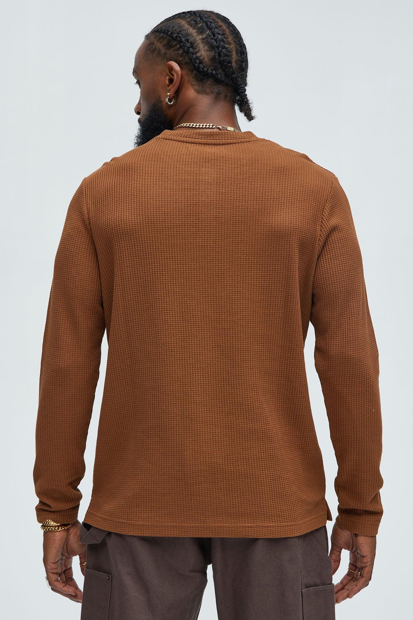 Wesley Long Sleeve Henley - Brown Product Image