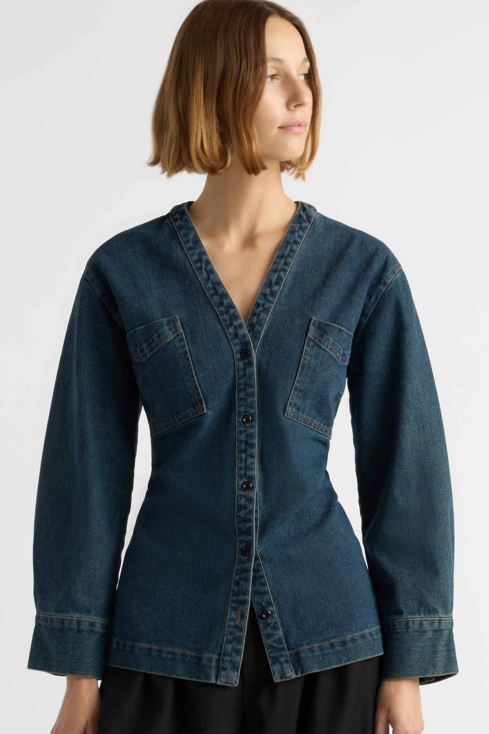 Emmett Structured-Sleeve Denim Jacket Product Image