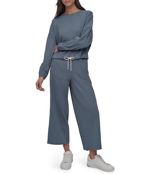 DKNY Sport by Donna Karan Tie Front Slub Crew Neck Long Sleeve Pullover Product Image