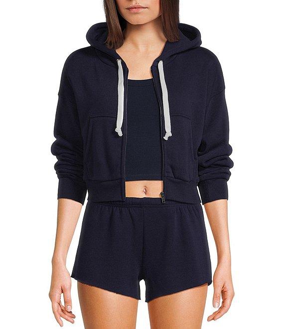 KatieJNYC Dylan Coordinating Crop Zip Up Drawstring Hoodie Product Image