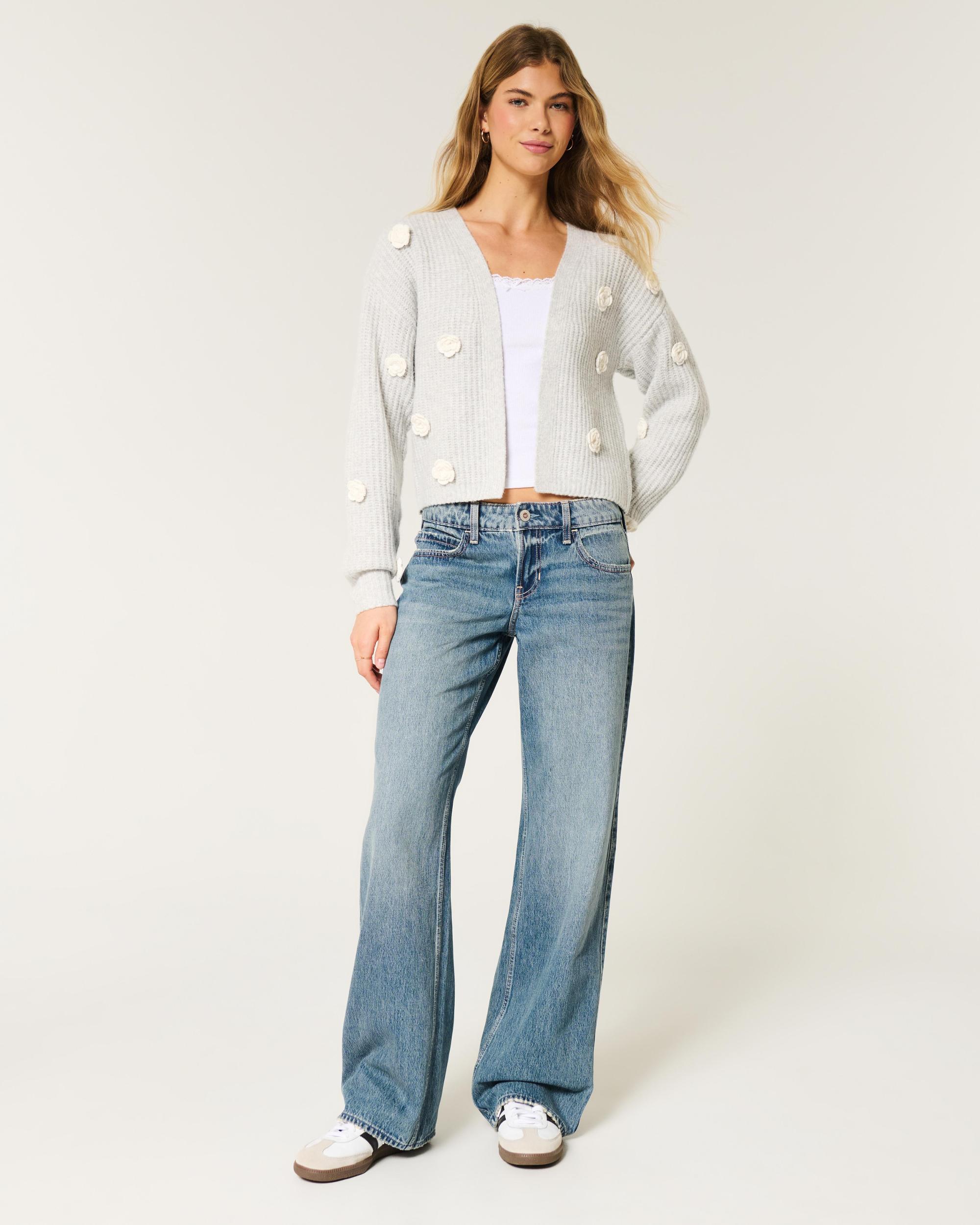 Low-Rise Ripped Light Wash Baggy Jeans Product Image
