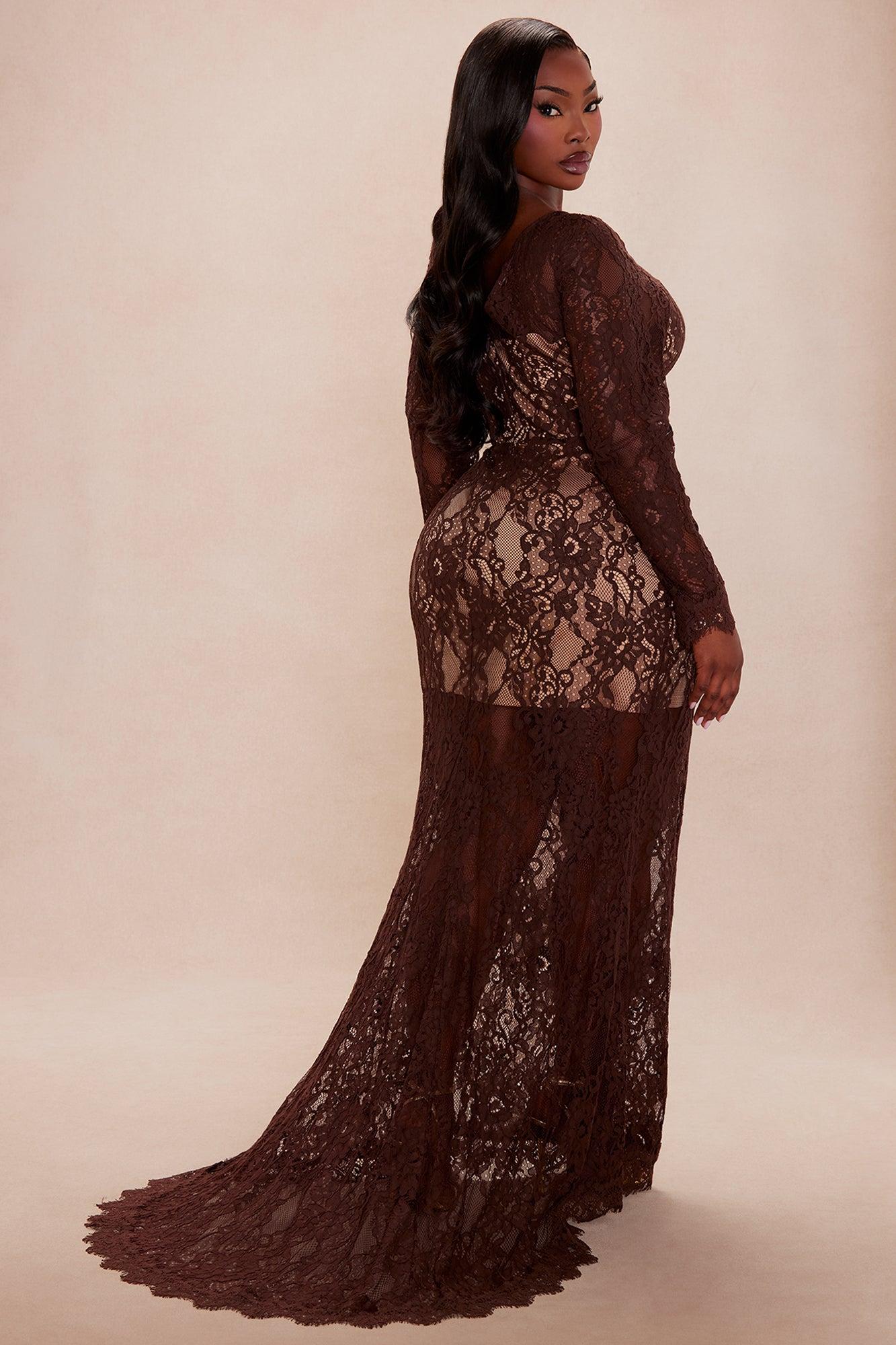 Marlowe Lace Maxi Dress - Chocolate Female Product Image