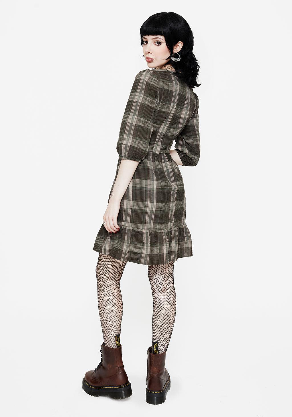 Clara Cotton Check Tiered Mini Smock Dress Product Image