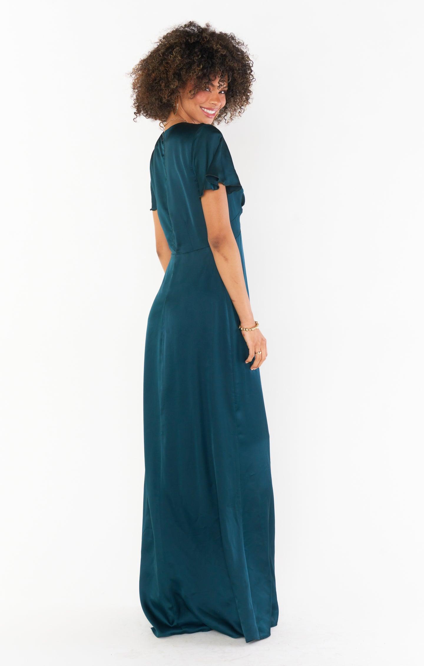 Rome Twist Gown ~ Deep Emerald Luxe Satin Product Image