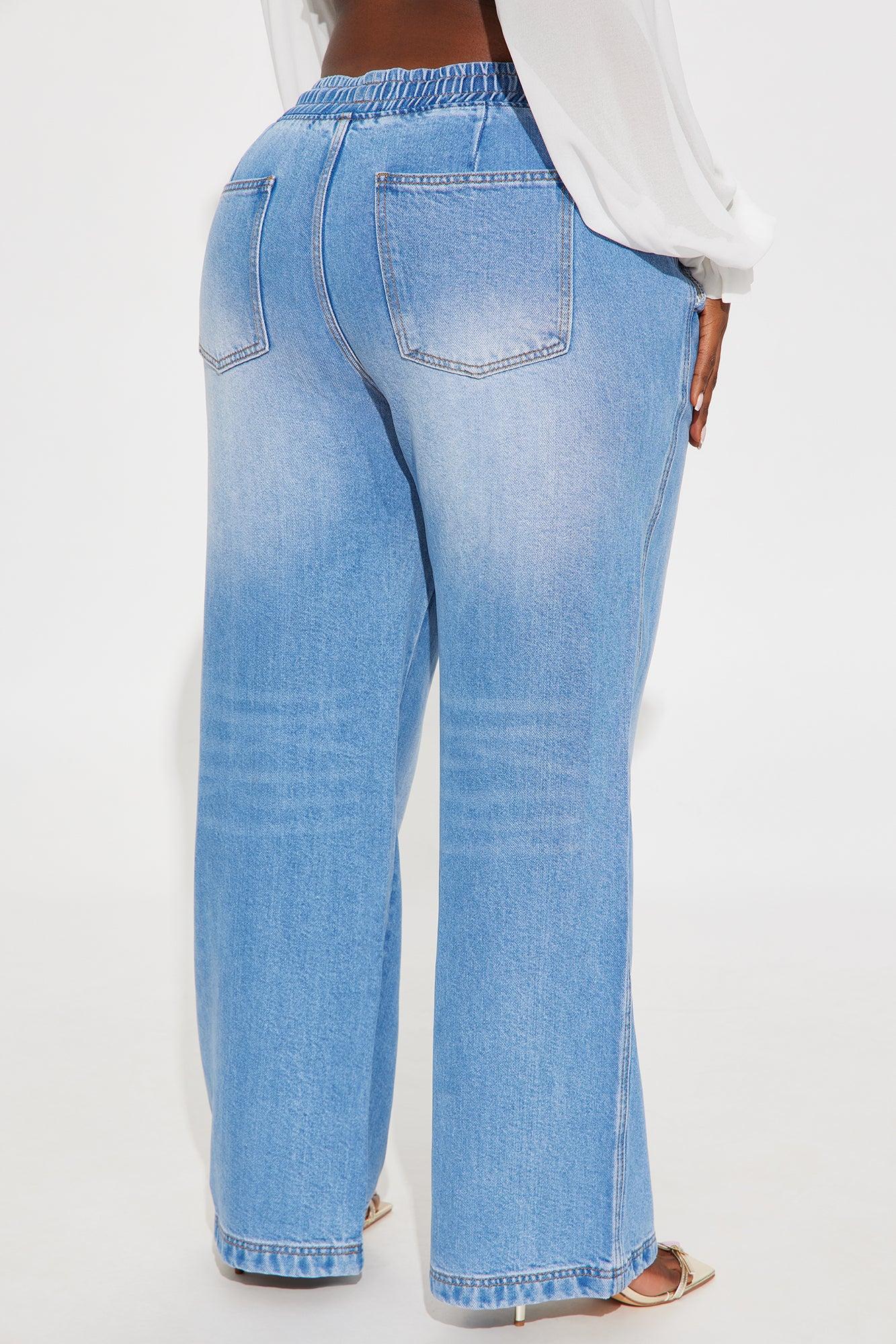 Ocean Drive Drapey Wide Leg Jeans - Vintage Wash Product Image
