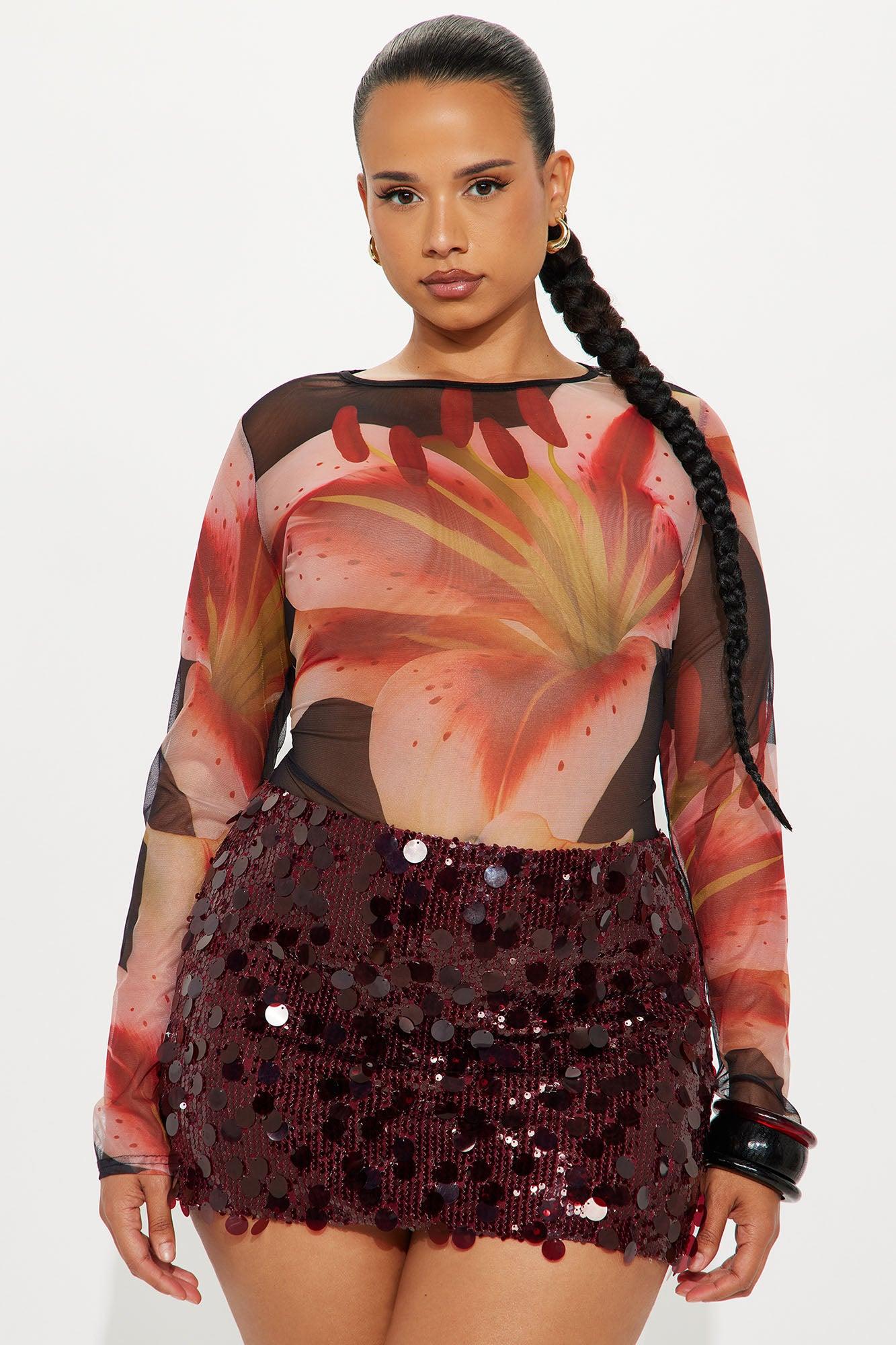 La Flora Mesh Bodysuit - Black/combo Female Product Image