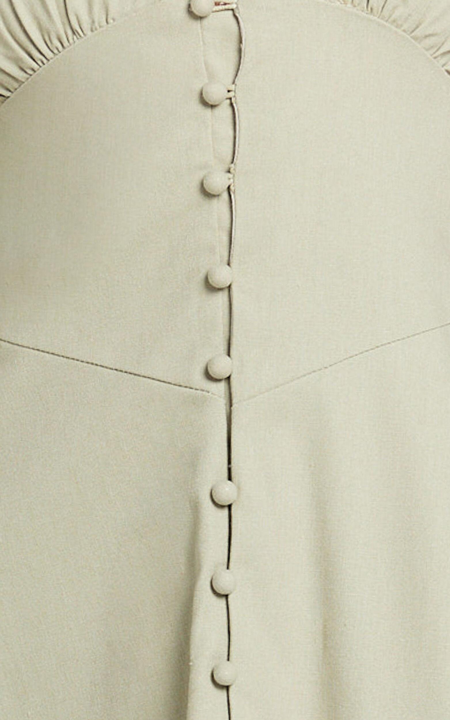 Beata Midi Dress - Plunge Halter A-Line Dress in Sage Product Image