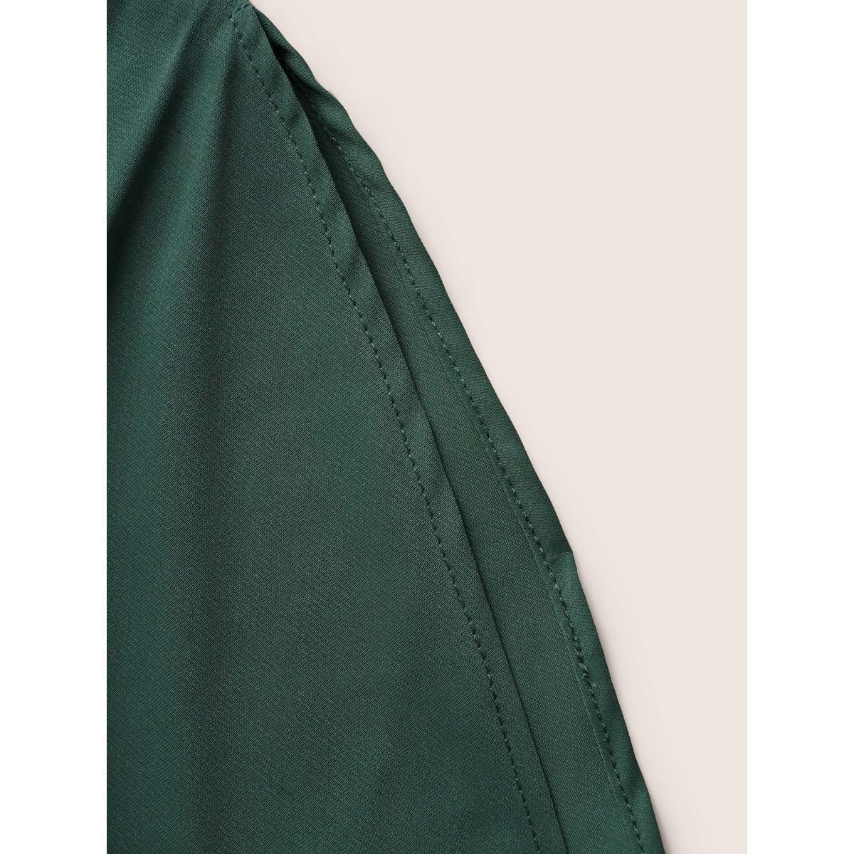 Plus Size Solid Boat Neck Dolman Sleeve Belted Dress DarkGreen Women Work From Home Belted Boat Neck Cap Sleeve Curvy BloomChic 14-16/1X Product Image