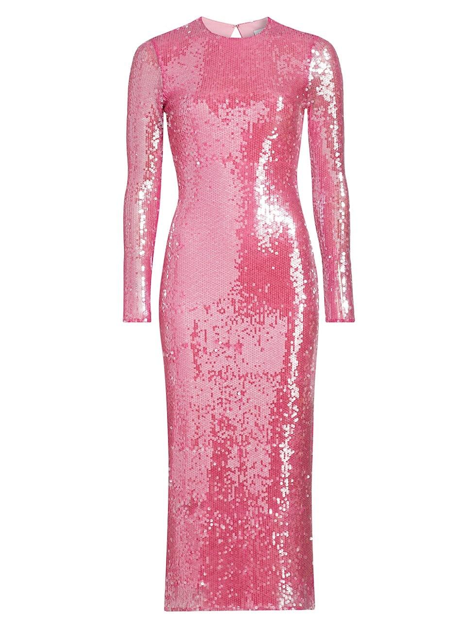 Womens Sequined Long-Sleeve Tubino Midi-Dress Product Image