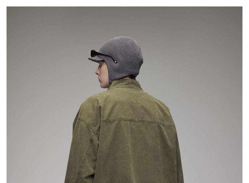 Plain Stand-Collar Loose Jacket Product Image