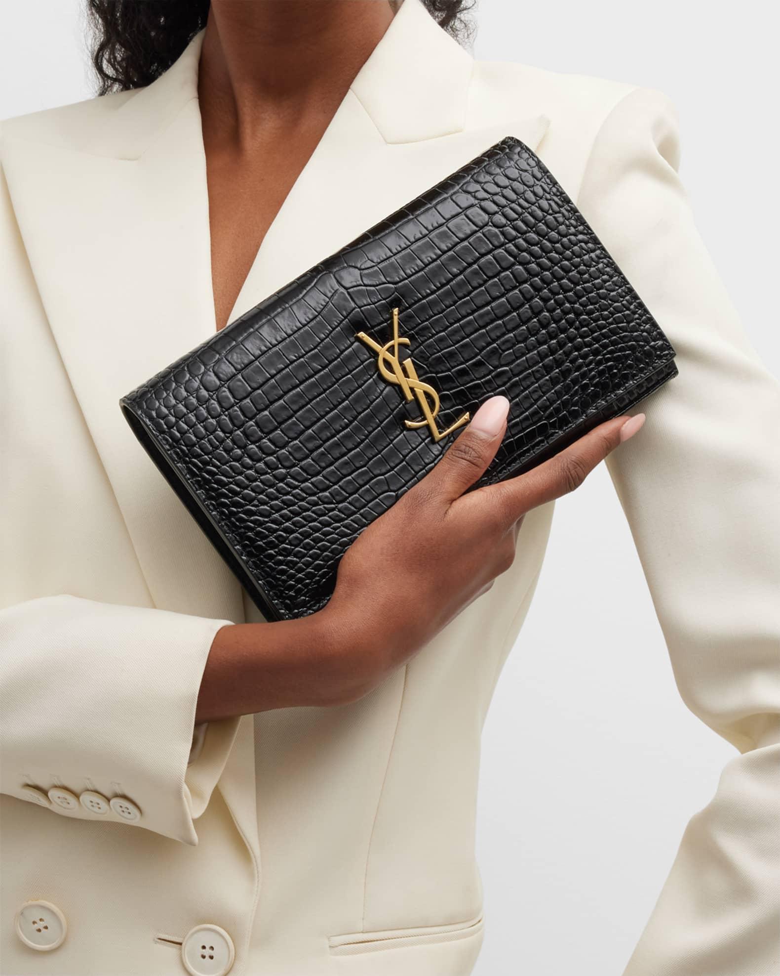Cassandra YSL Wallet on Chain in Croc Embossed Leather Product Image