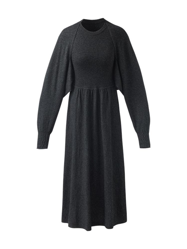 Wool Blend Multi-purpose Scarf And Sleeveless Knitted Midi Dress Two-P Product Image