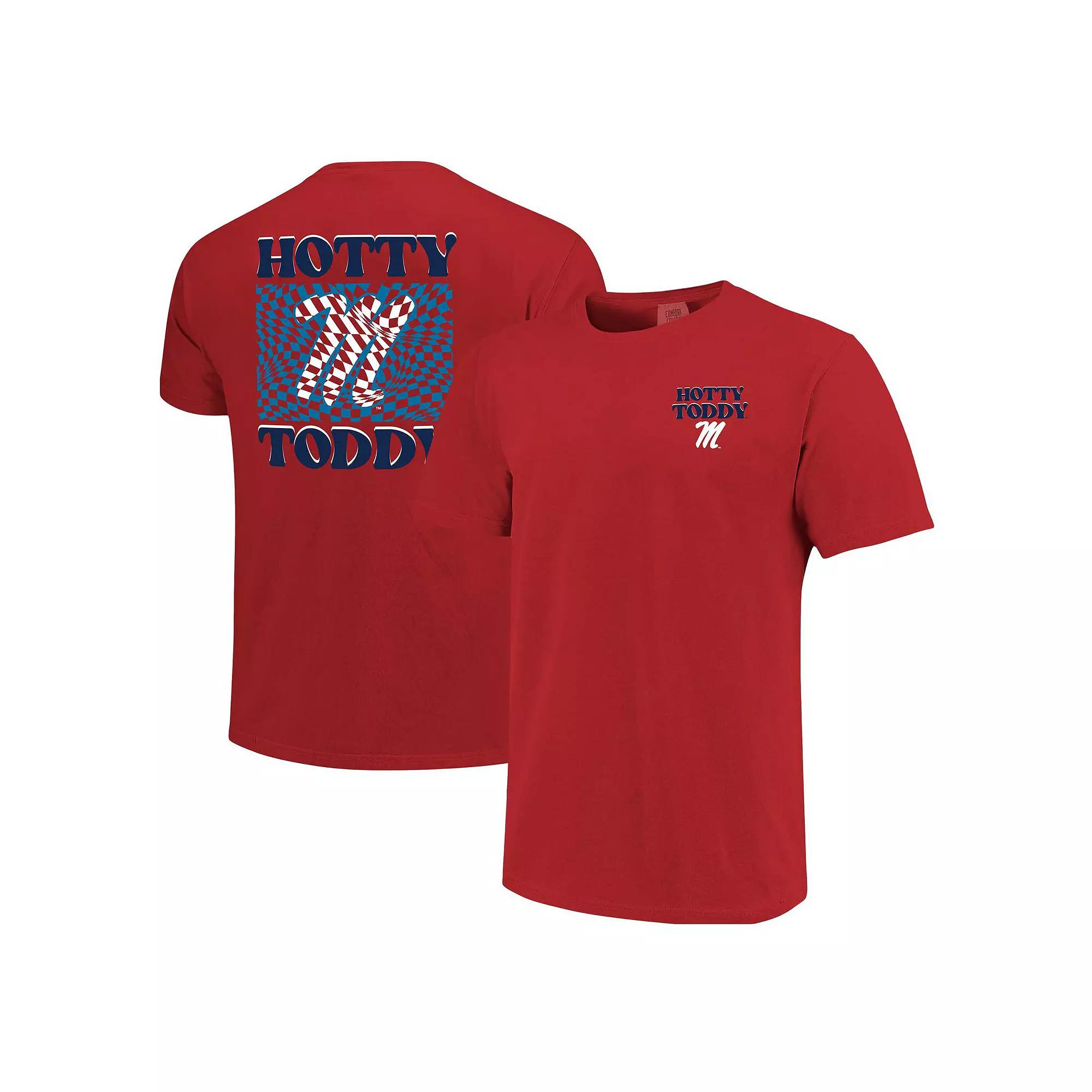 Women's Red Ole Miss Rebels Comfort Colors Checkered Mascot T-Shirt, Size: Medium Product Image