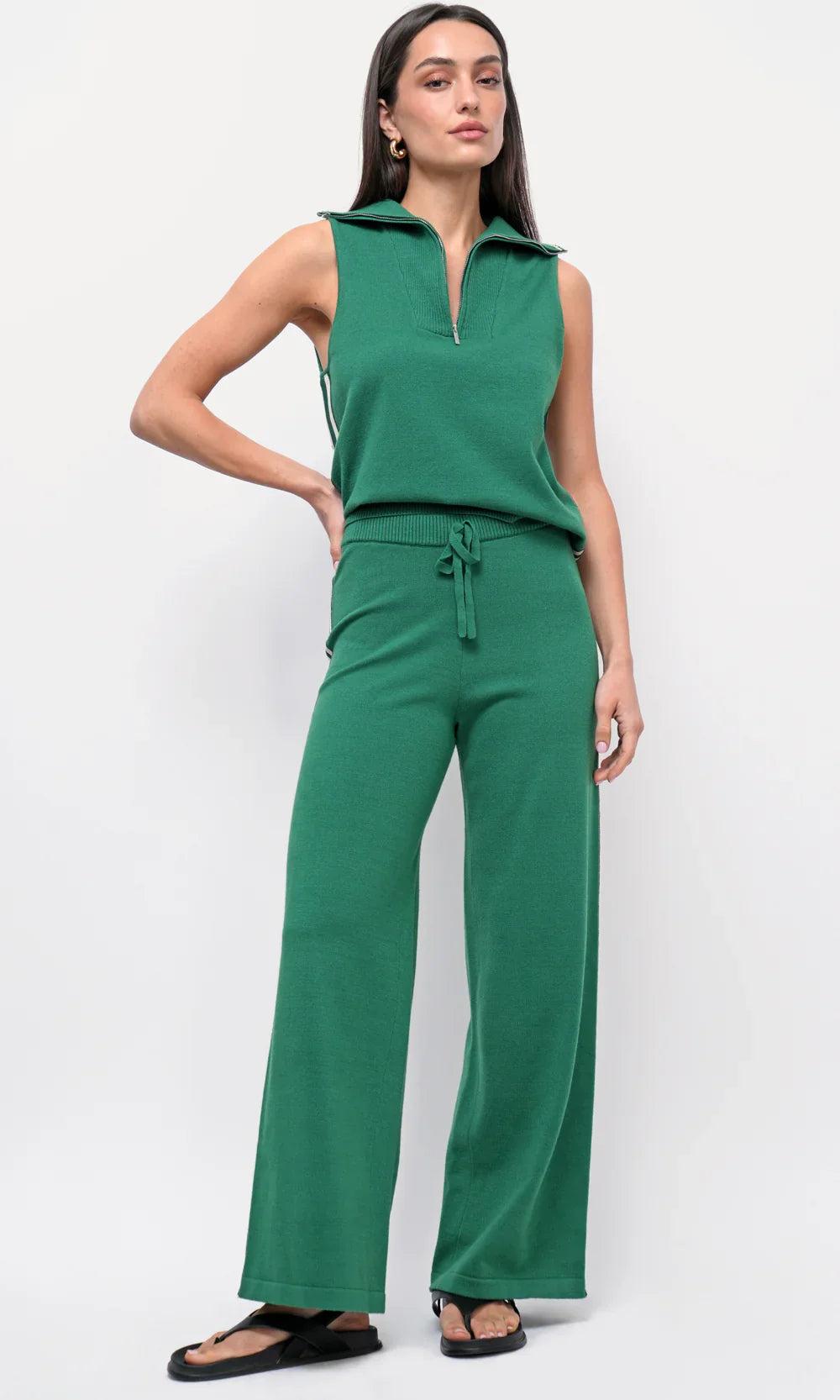 Julien Wide Leg Athletic Stripe Knit Pants Product Image