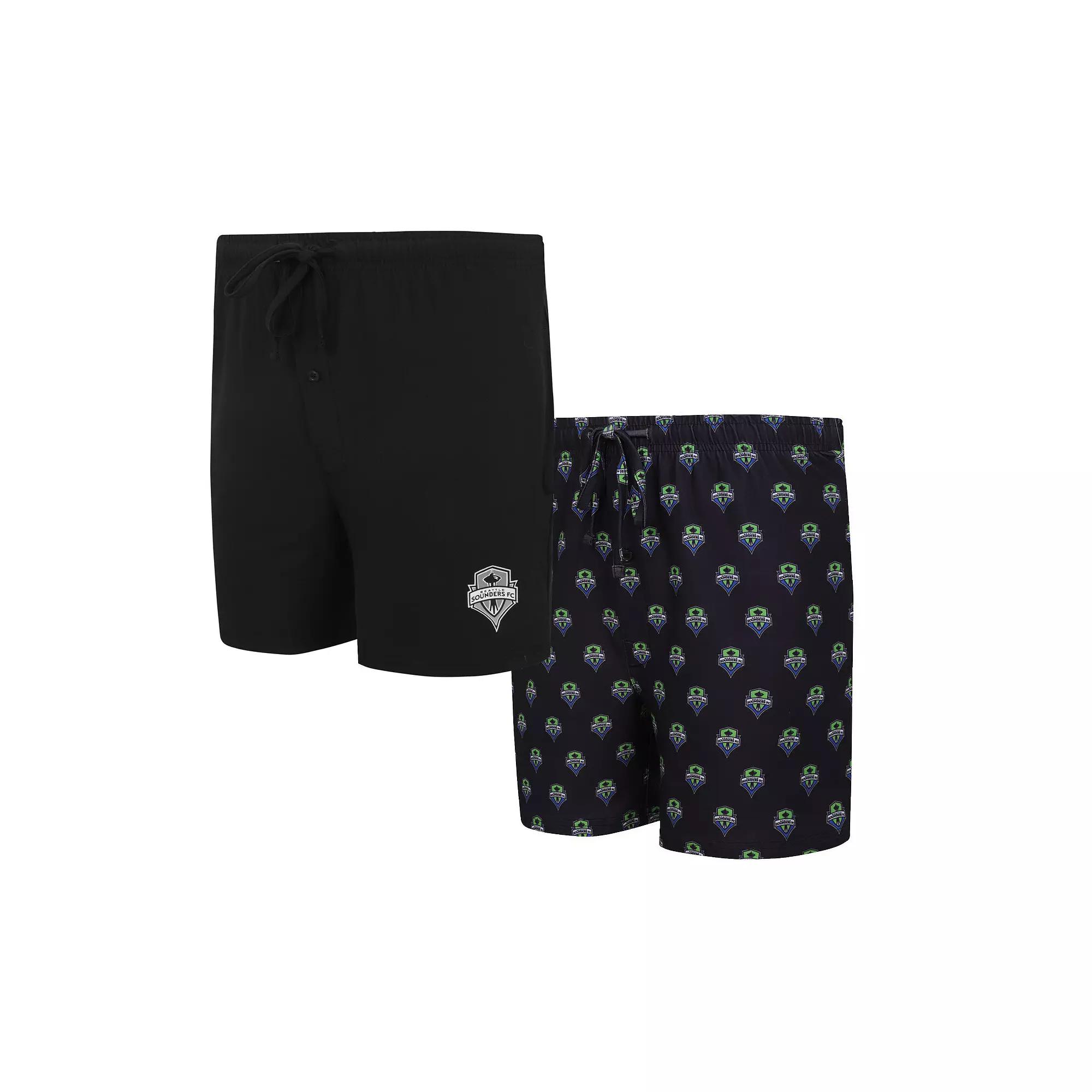 Men's Concepts Sport Black Seattle Sounders FC Gauge Two-Pack Shorts Set,  Product Image