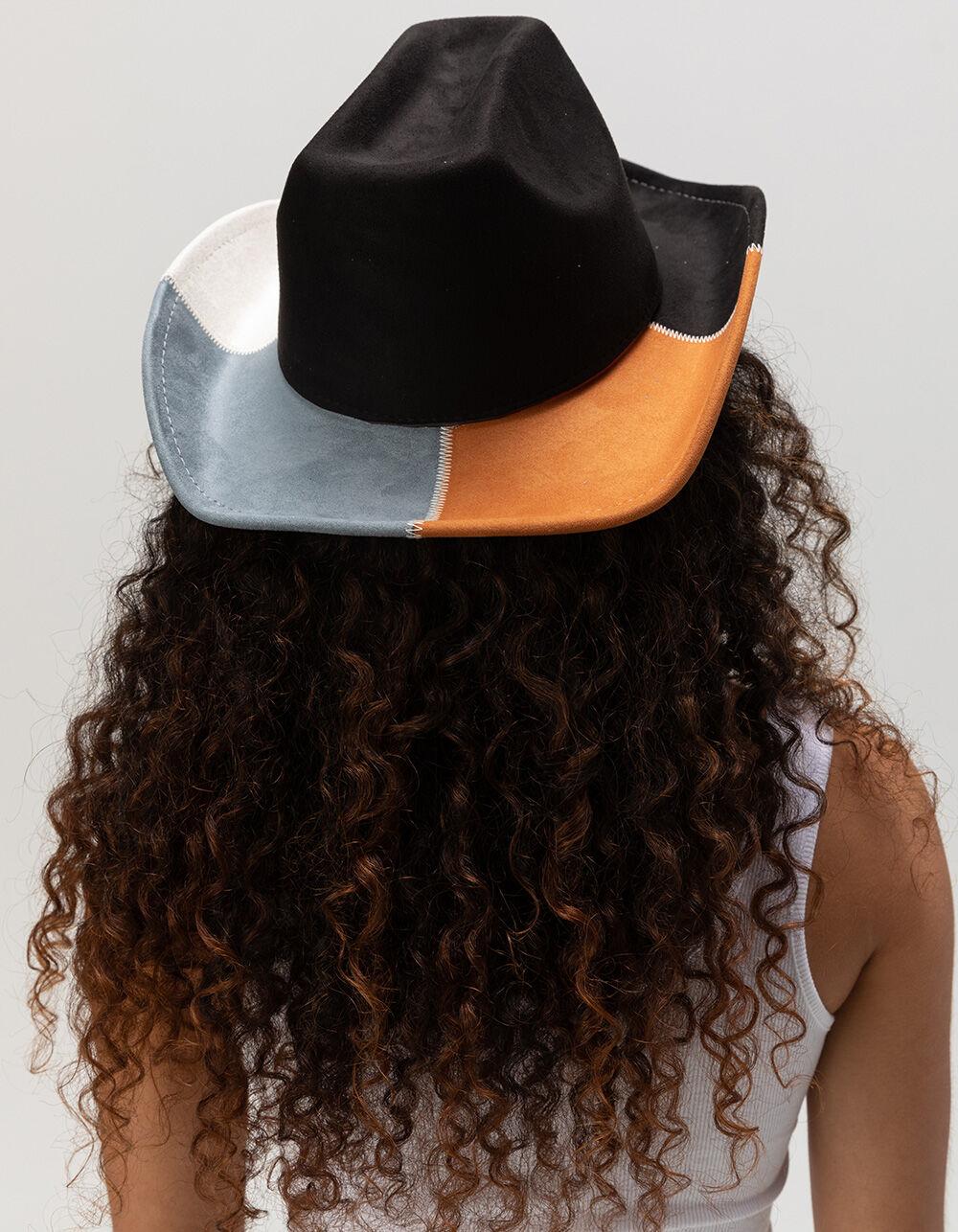 Patchwork Womens Cowboy Hat - BLACK COMBO Product Image