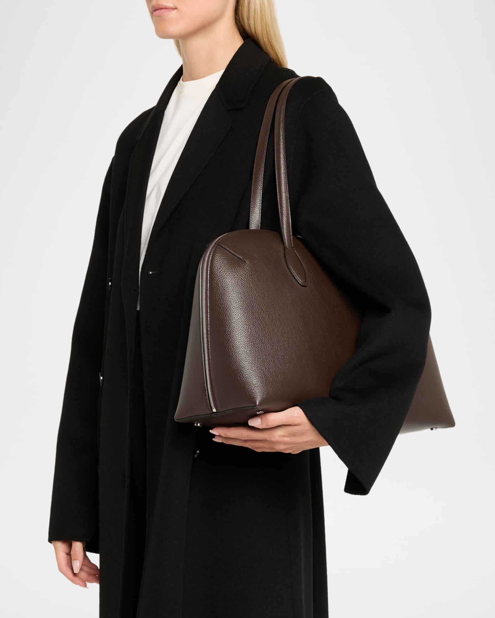 Curved Grain Leather Day Tote Bag Product Image