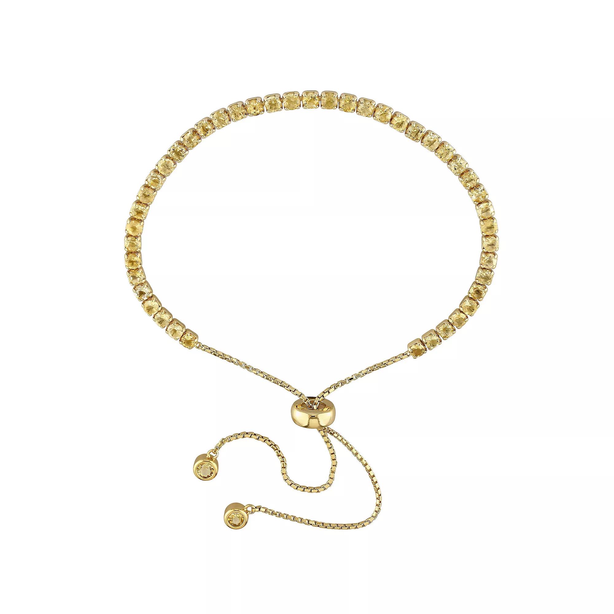 Stella Grace 18K Gold Over Silver Citrine Tassel Adjustable Tennis Bracelet, Women's, Size: 10", Gold Tone Product Image