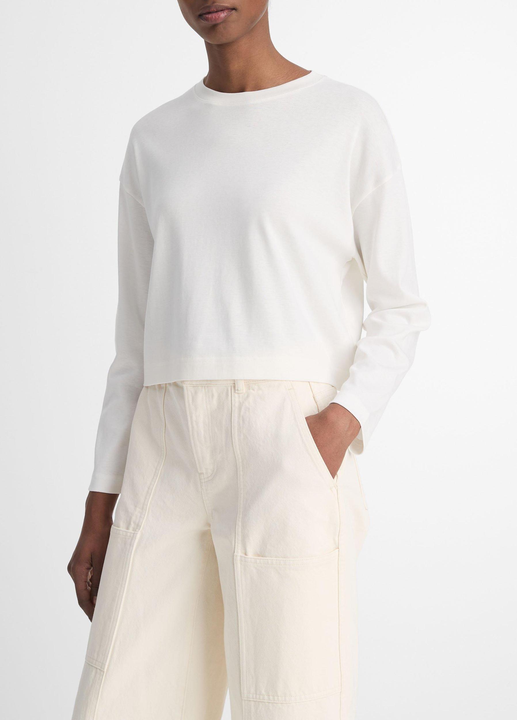 Pima Cotton Long-Sleeve Cropped T-Shirt Product Image