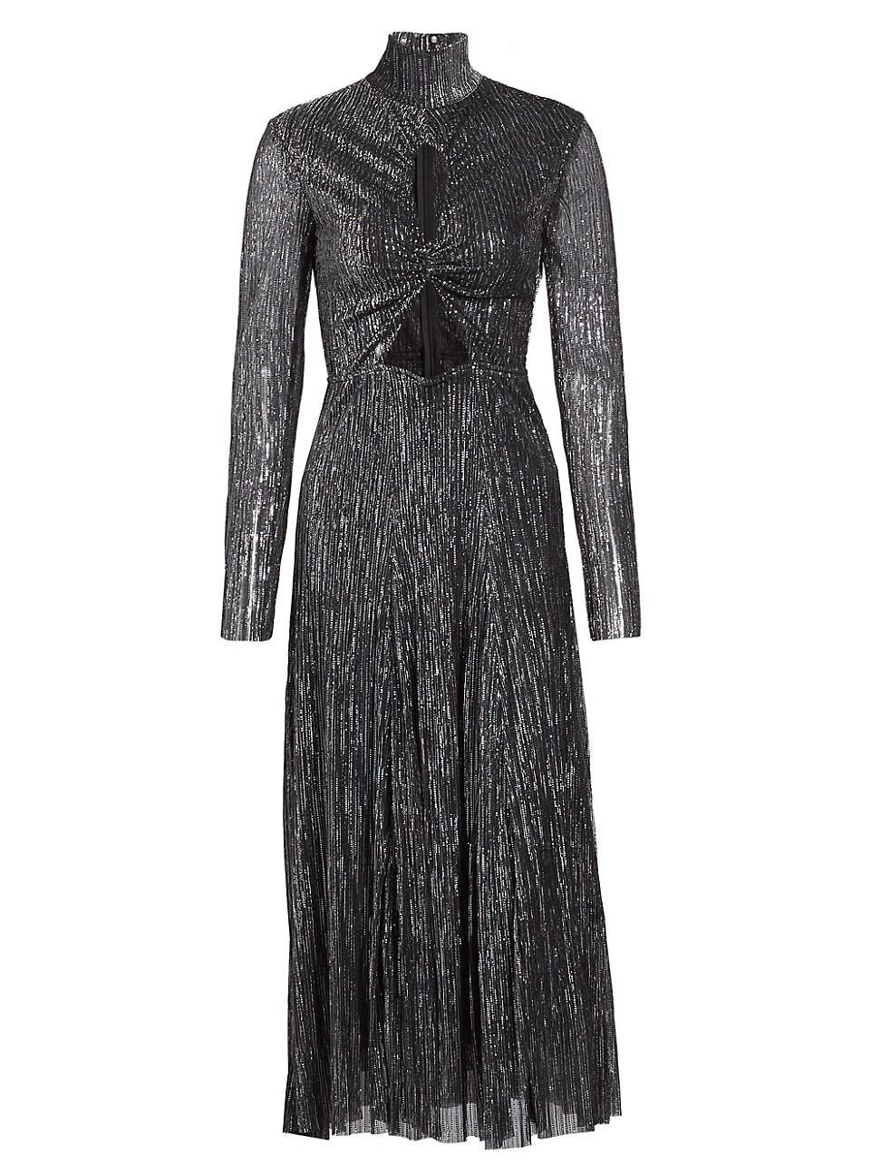 Womens Nalani Metallic Pleated Cut Out Midi-Dress Product Image