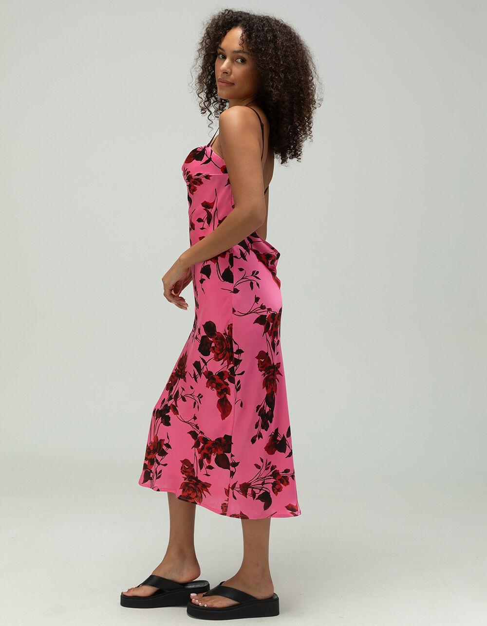 WEST OF MELROSE Floral Satin Womens Slip Dress - PINK COMBO Product Image