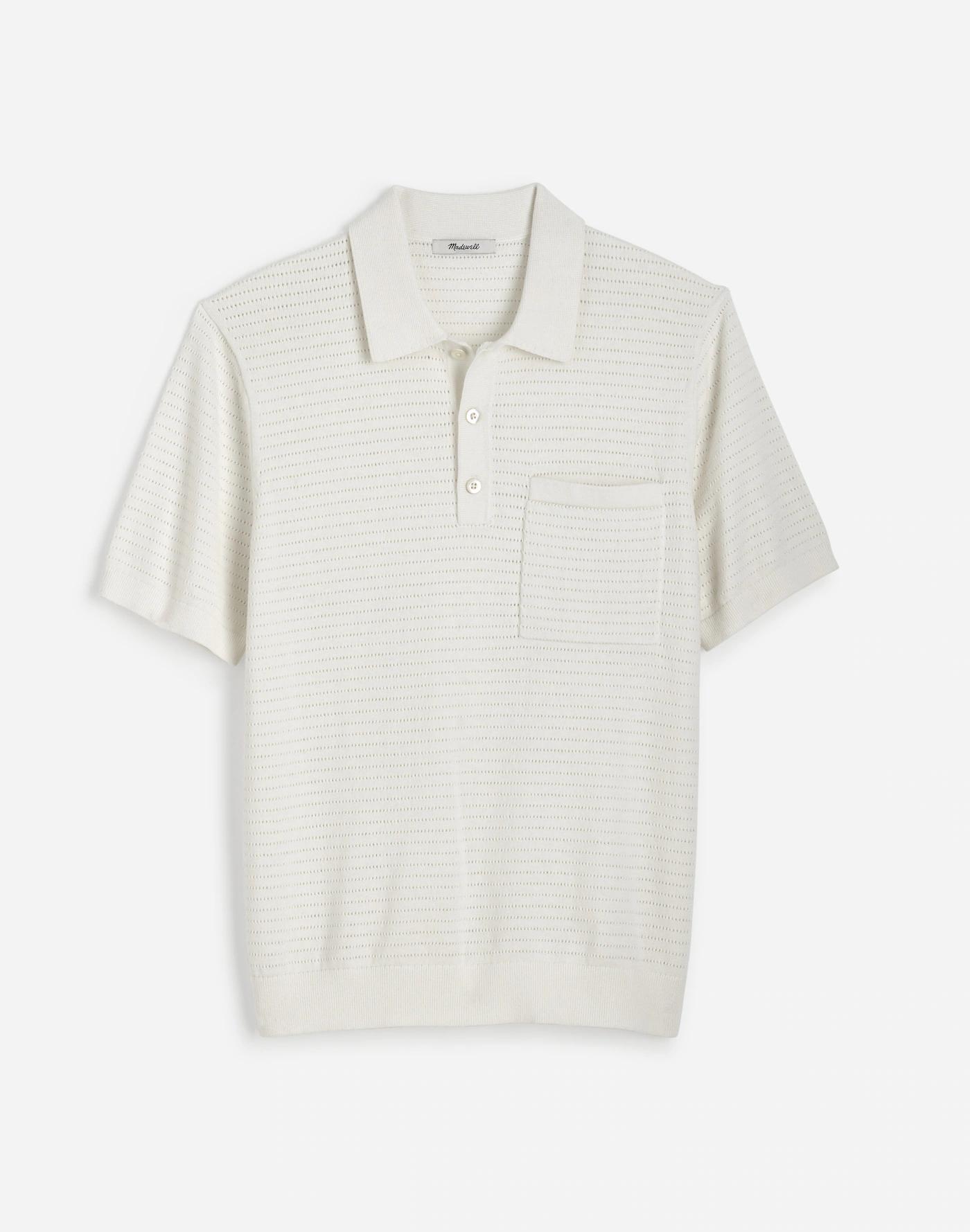 Pointelle Stitch Sweater Polo Product Image