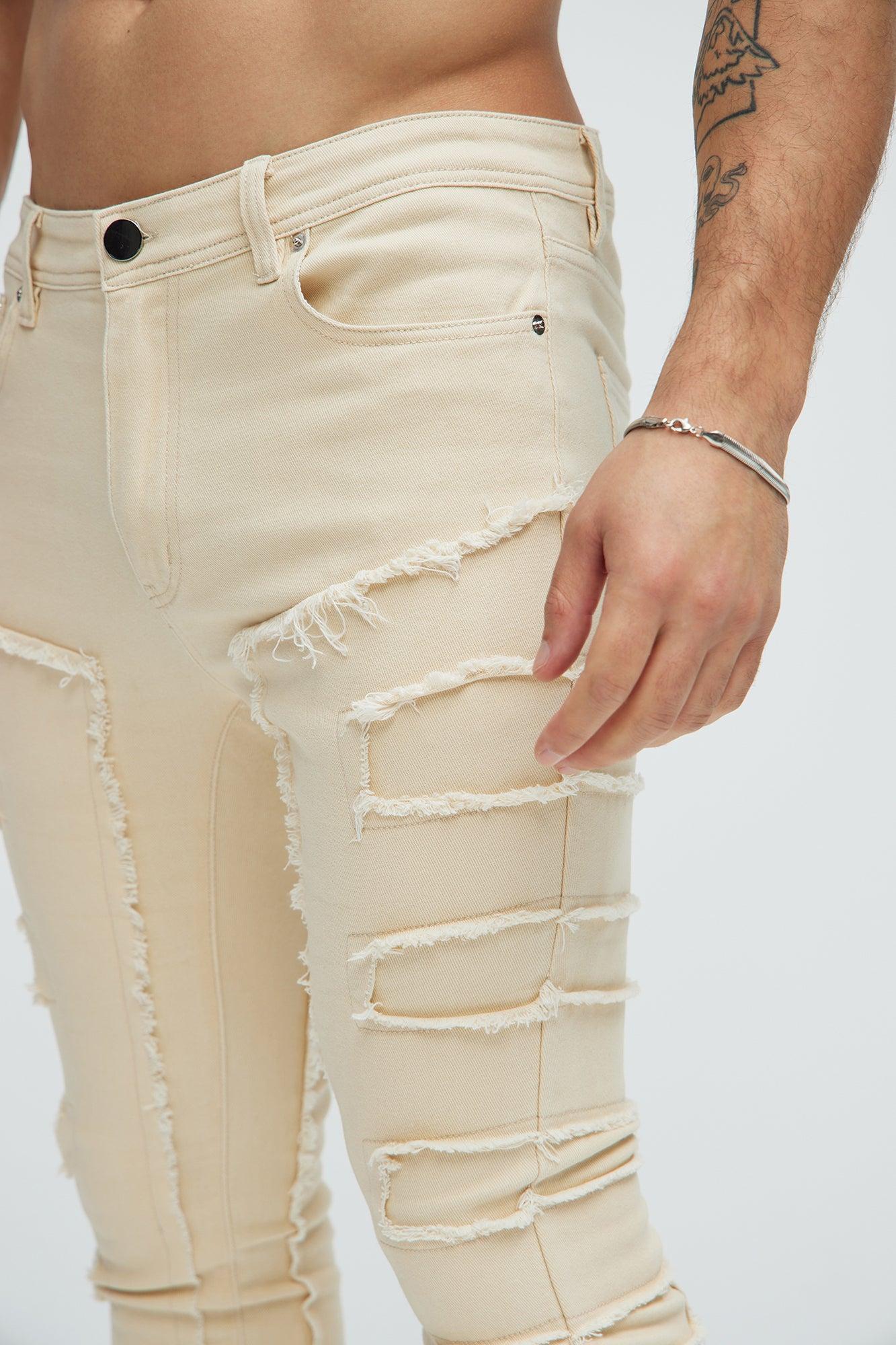Over The Top Stacked Skinny Flare Pants - Off White Product Image