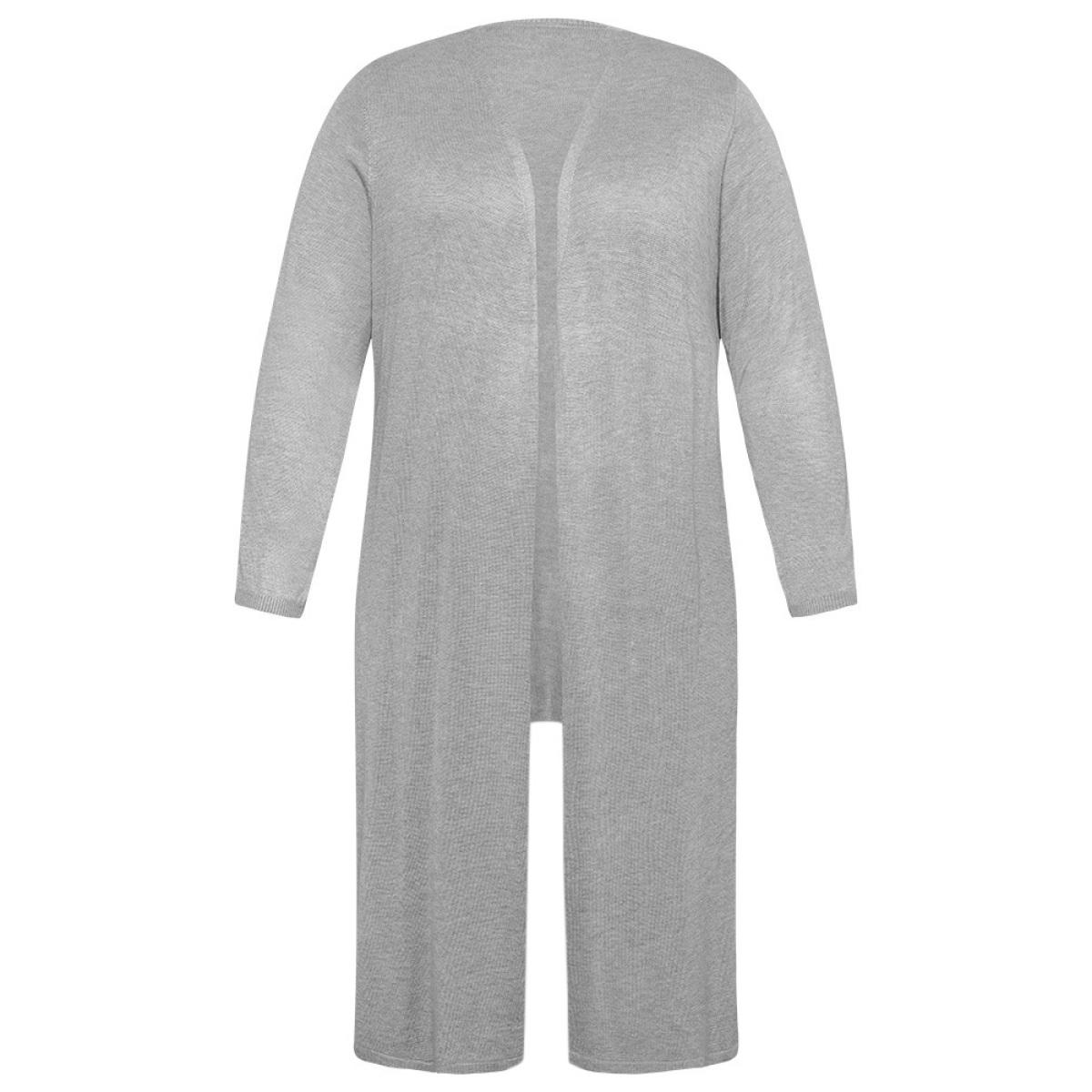 Plus Size Supersoft Essentials Plain Bowknot Front Supersoft Cardigan Gray Women Casual Loose Long Sleeve Everyday Cardigans BloomChic 12/L Product Image