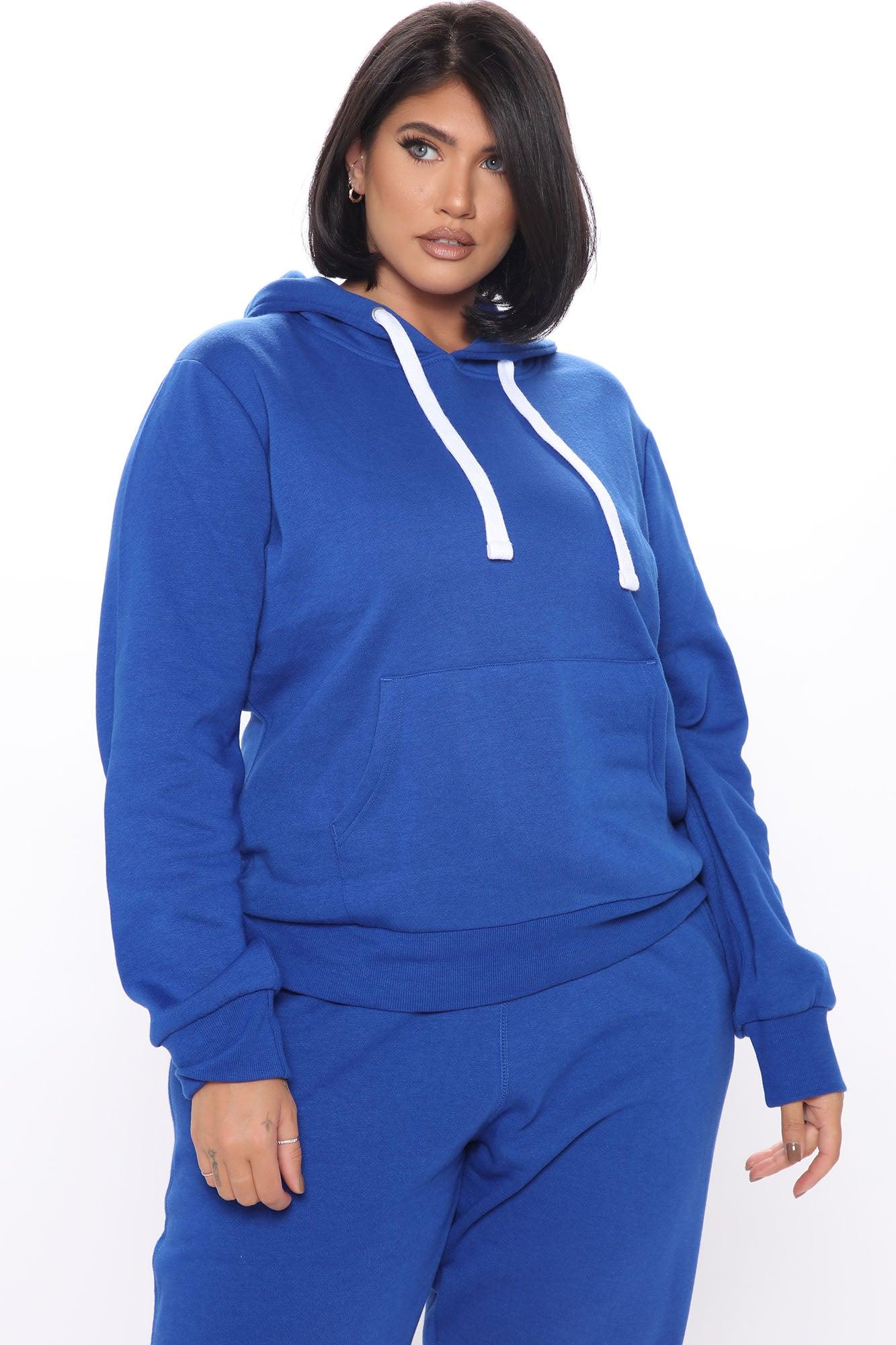 Relaxed Vibe Solid Hoodie - Blue Product Image