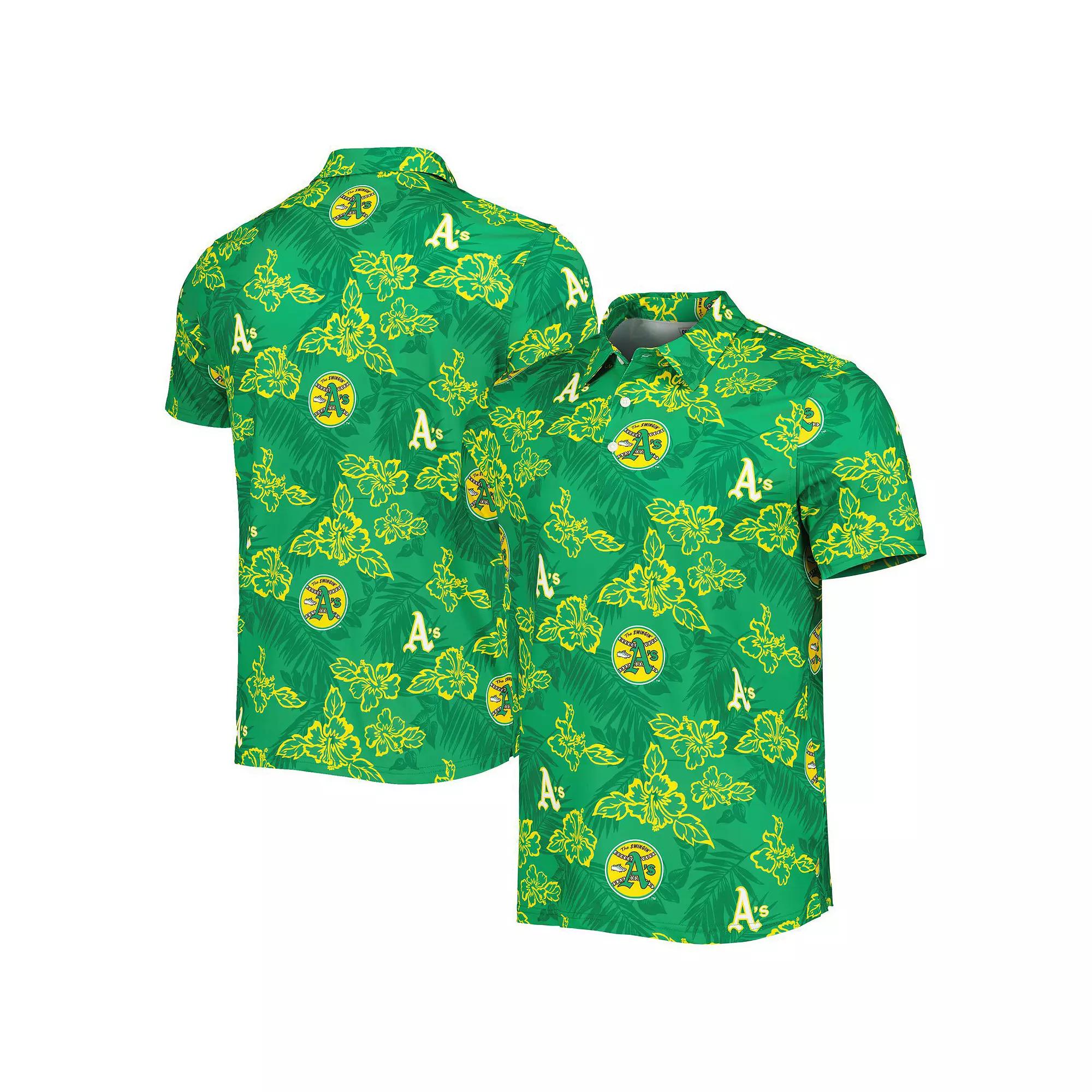 Men's Reyn Spooner Green Oakland Athletics Cooperstown Collection Puamana Print Polo,  Product Image