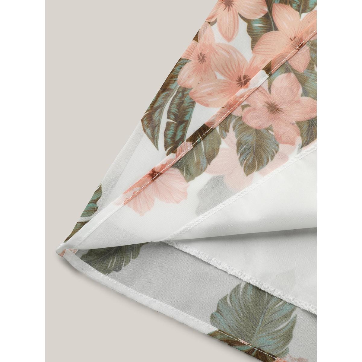 Plus Size WhiteSmoke Petal Sleeve Floral Round Neck Shirt Women Resort Elbow-length sleeve Round Neck Vacation Blouses BloomChic 26/4X Product Image