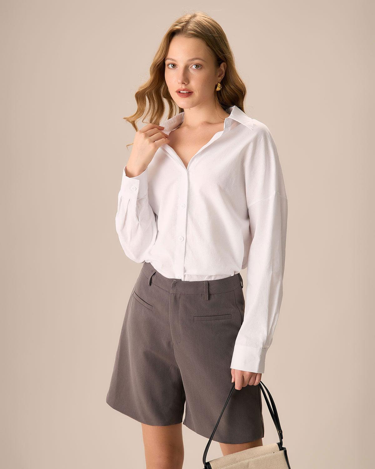 Women's Coffee Pocket Wide-leg Shorts Female Product Image