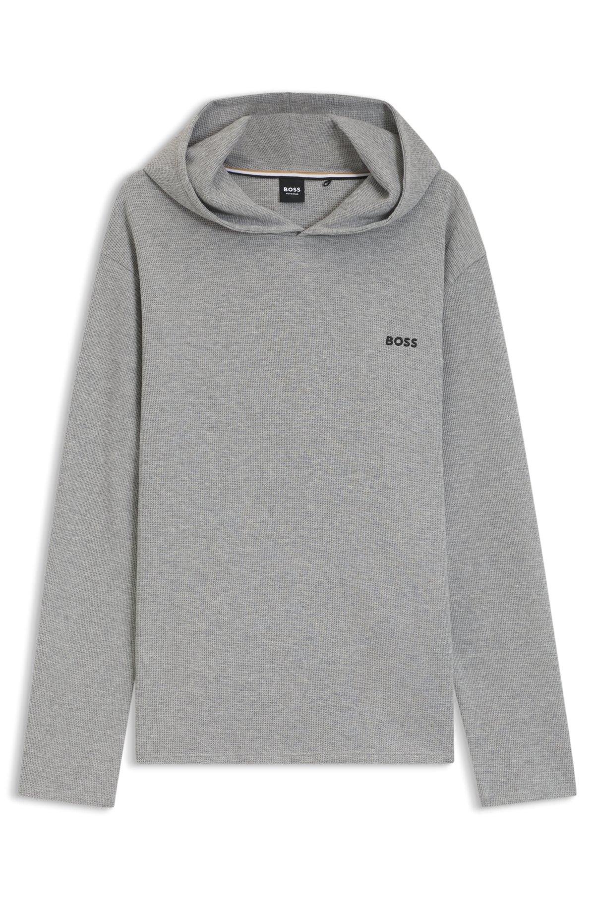 Cotton-blend pajama hoodie with waffle structure Product Image
