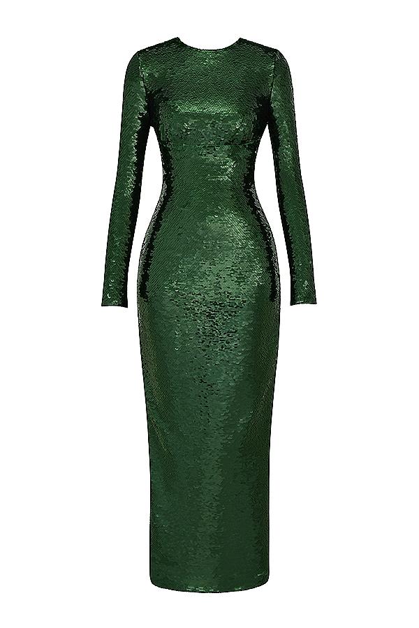 Belle  pine green sequin maxi dress - sale Product Image