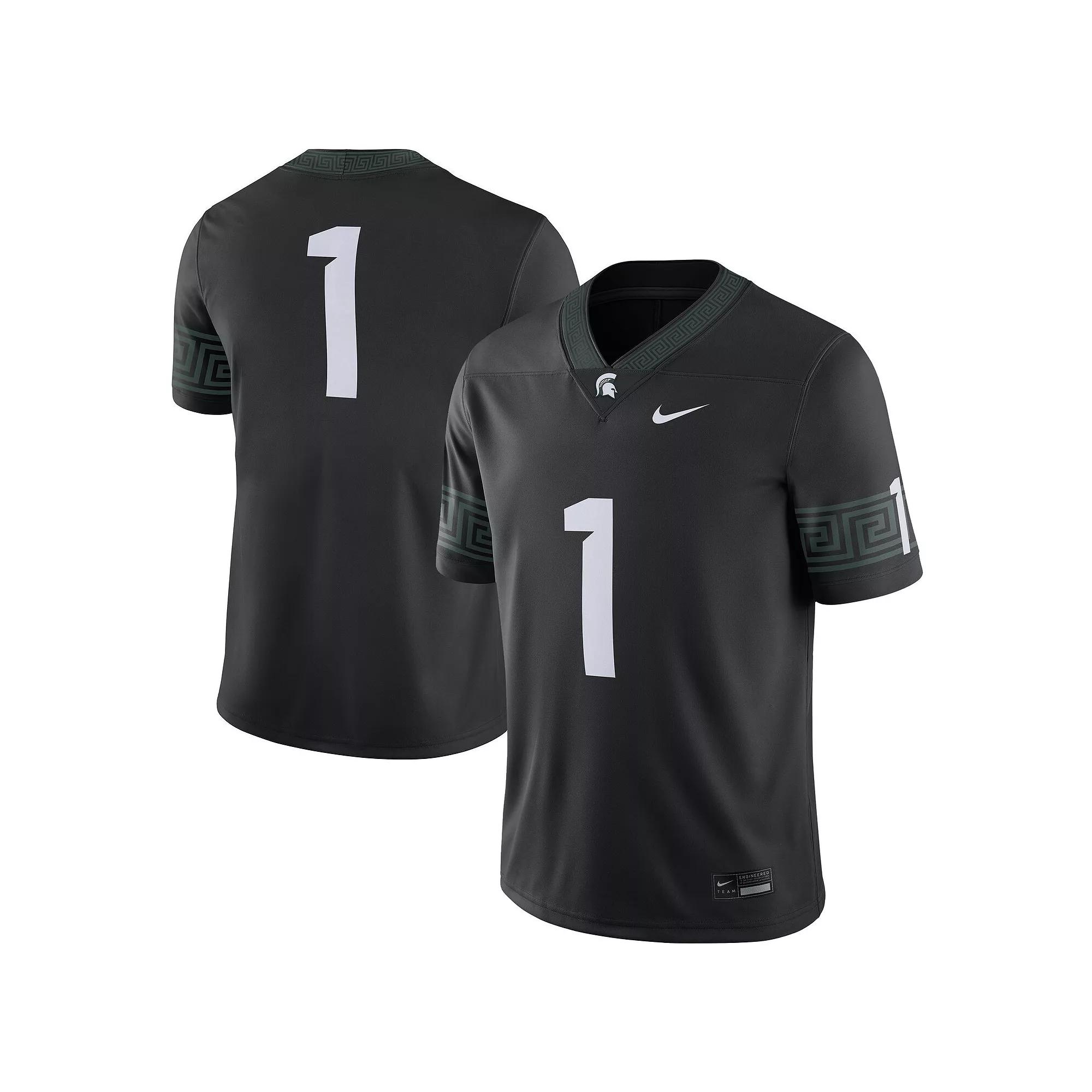Men's Nike #1 Black Michigan State Spartans Alternate Football Game Jersey, Size: Large Product Image