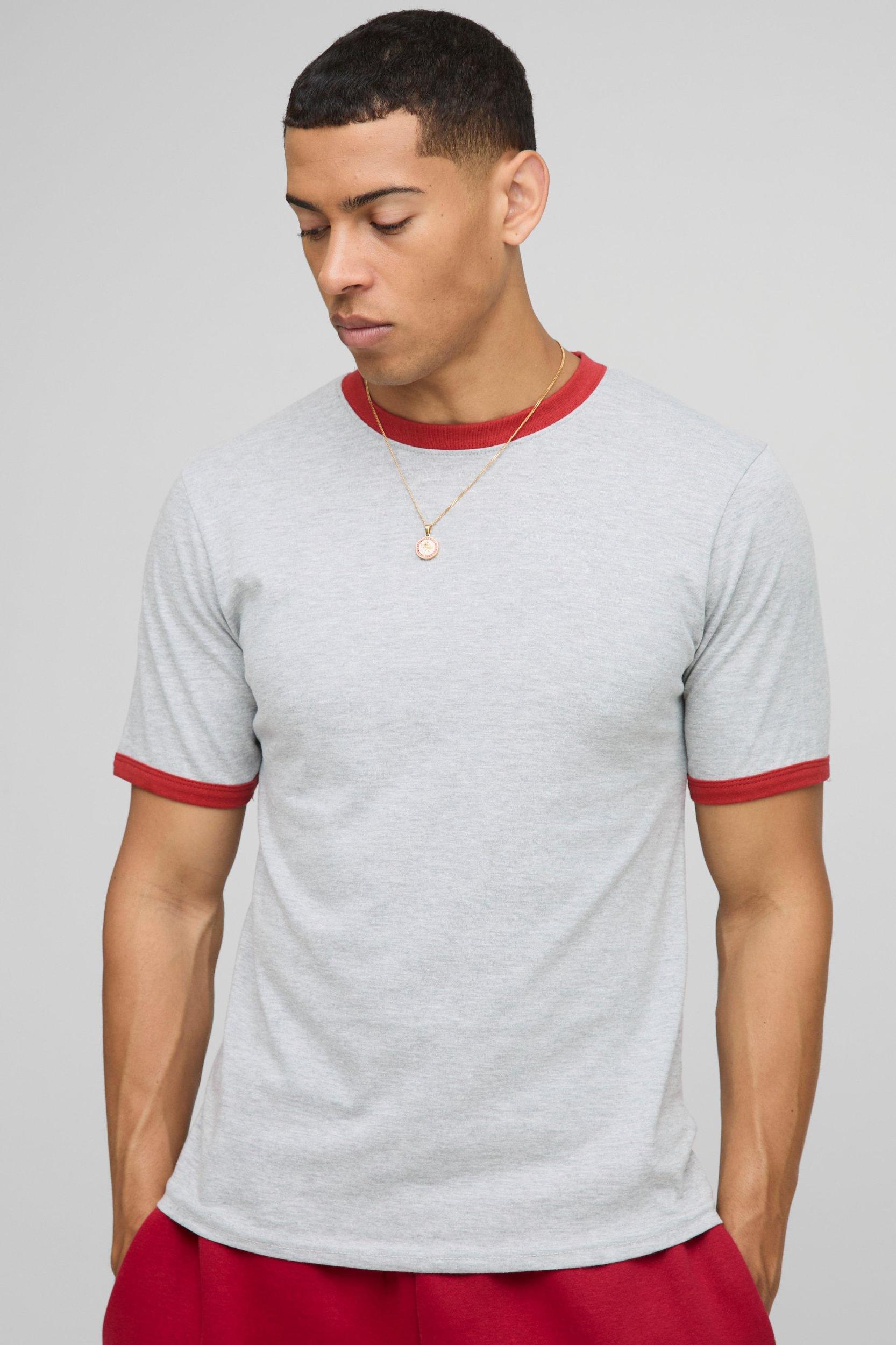 Regular Fit Ringer Crew Neck T-Shirt | boohooMAN USA Product Image