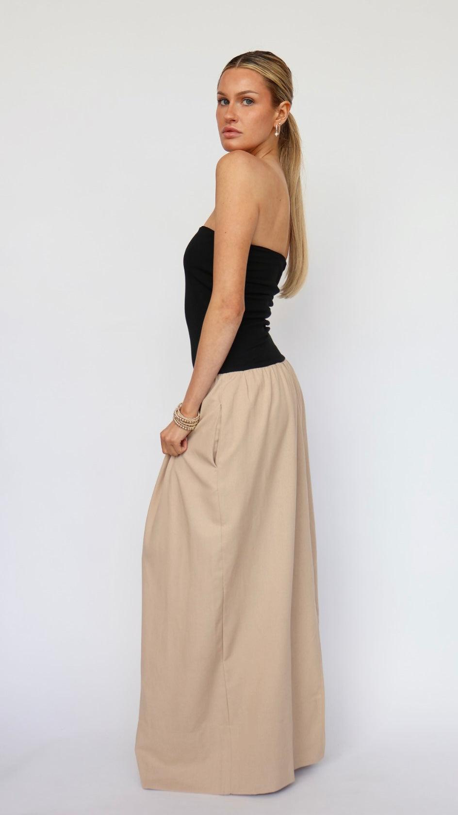 Linen Ribbed Maxi Dress Product Image