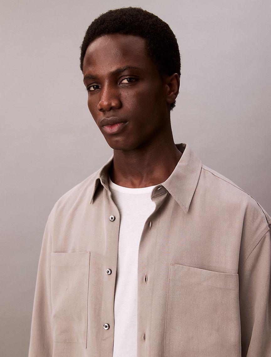 Lyocell Relaxed Button-Down Shirt  Product Image