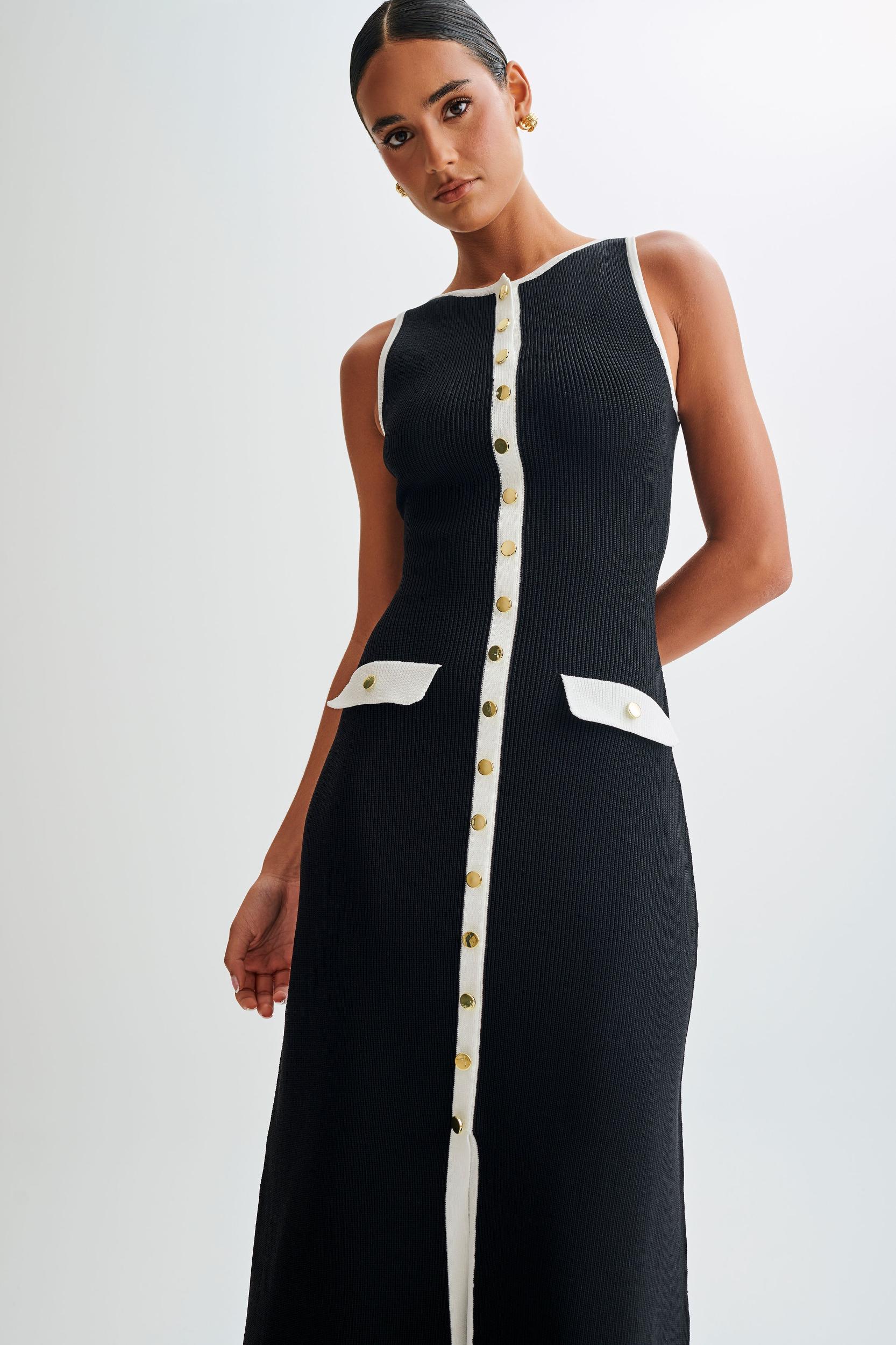 Sawyer Sleeveless Buttoned Maxi Dress - Black/White Product Image