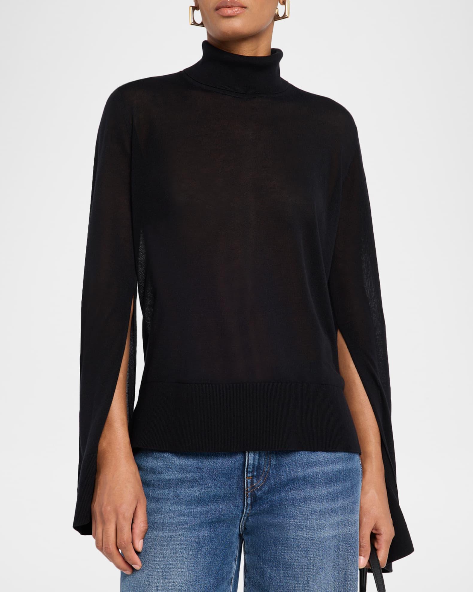 Turtleneck Slit-Sleeve Cashmere-Blend Sweater Product Image