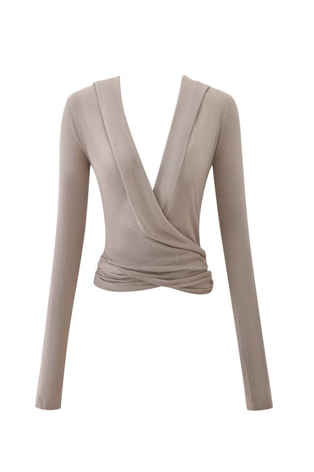 IRINA KNIT TOP - BEIGE Product Image