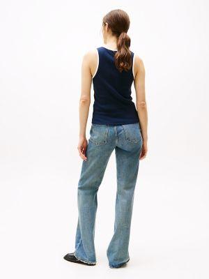 Ribbed Stretch-Cotton V-Neck Tank Product Image