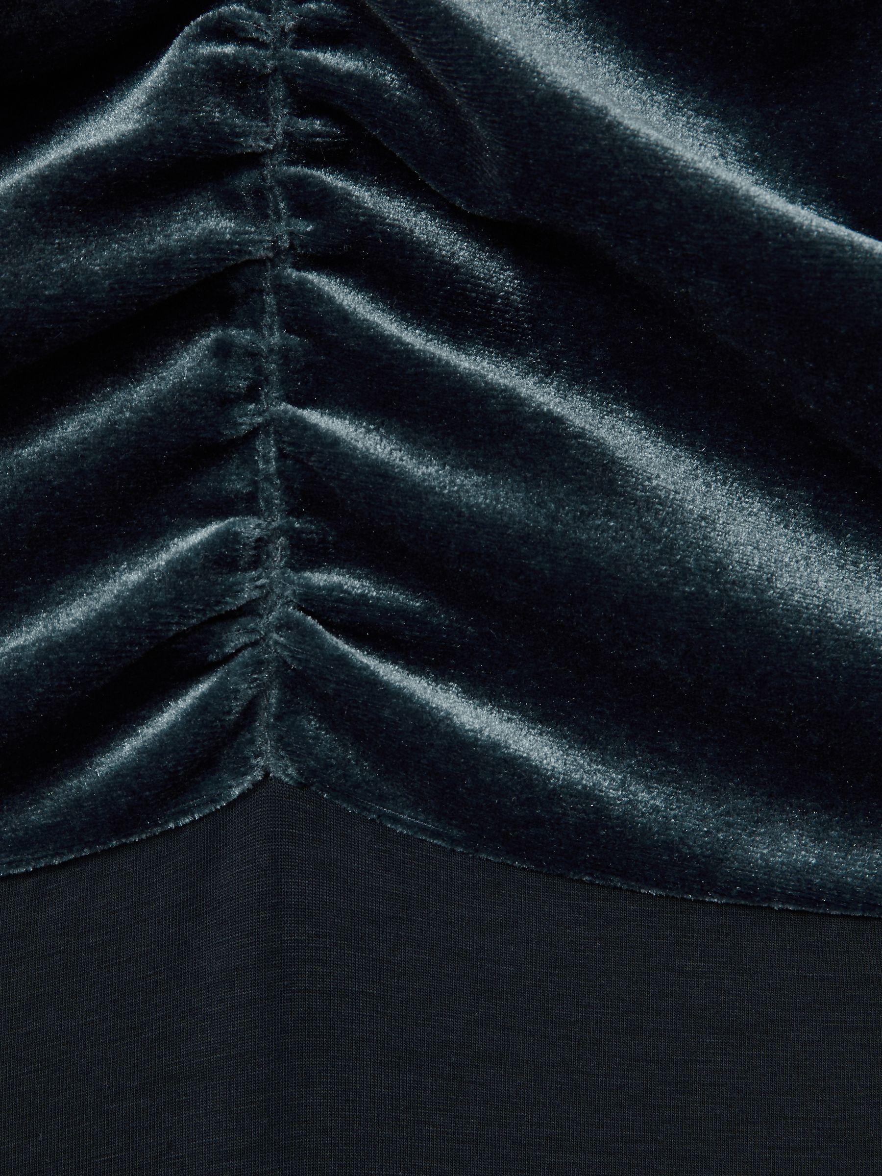 Velvet Ruched Keyhole Bodysuit in Slate Blue Product Image
